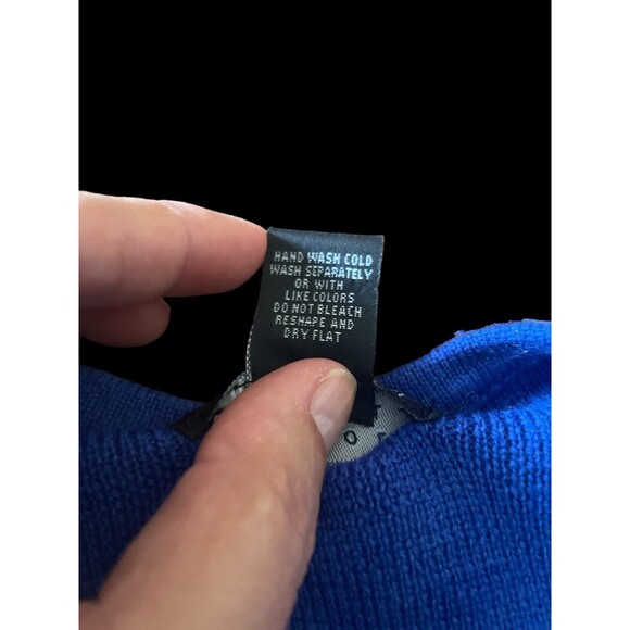 Carole Little 100% Merino Wool Blue LS Sweater Medium - Picture 6 of 7